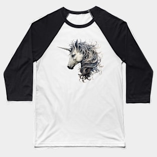 Wavy haired unicorn Baseball T-Shirt